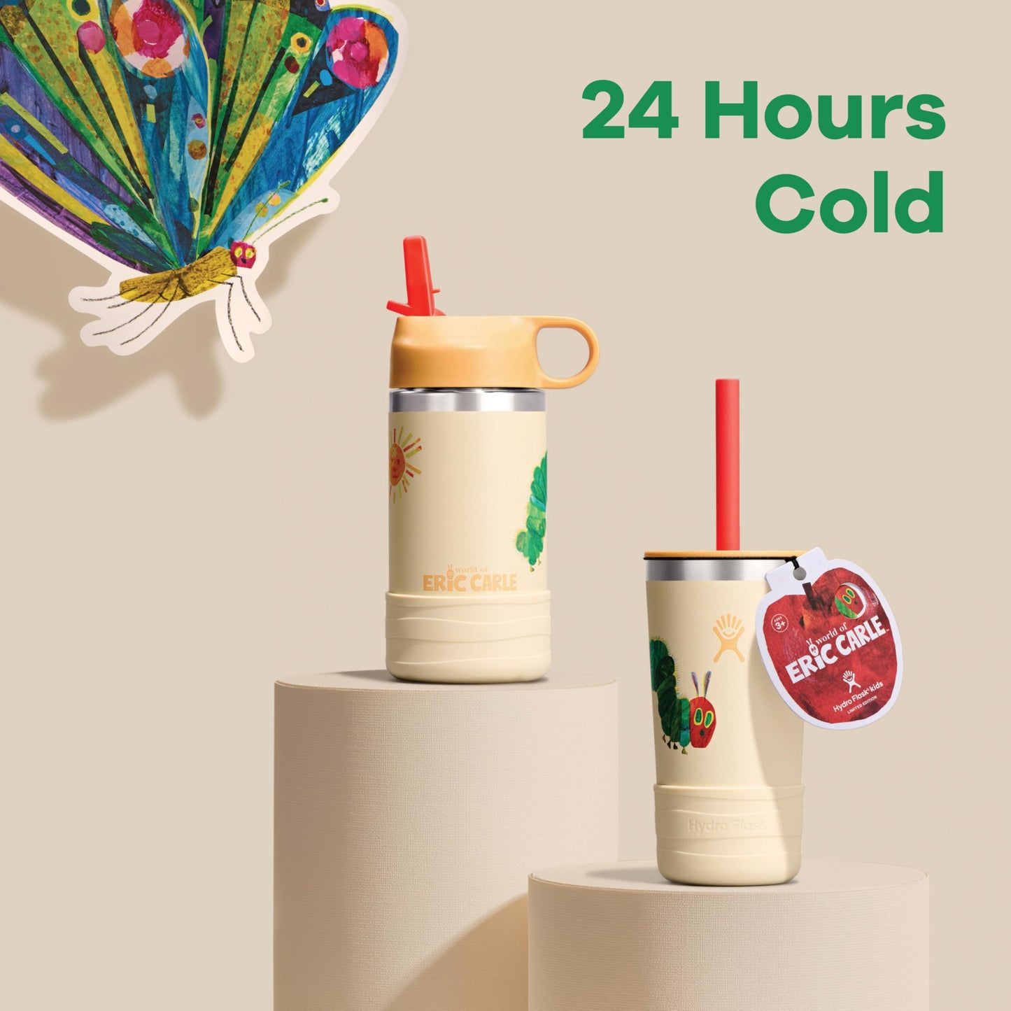 Hydro Flask Kids Water Bottle for School - Stainless Steel and Insulated with Straw Cap - 12 Oz World of Eric Carle™ Fruit