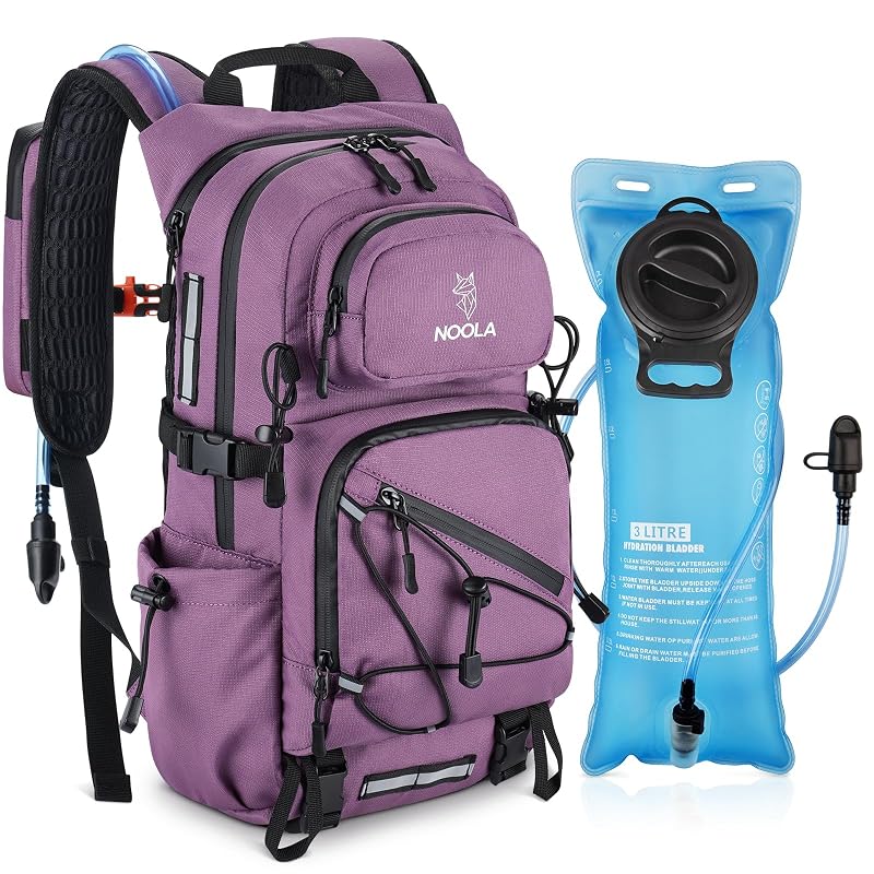 NOOLA 25L Hydration Backpack with 3L Water Bladder — Purple