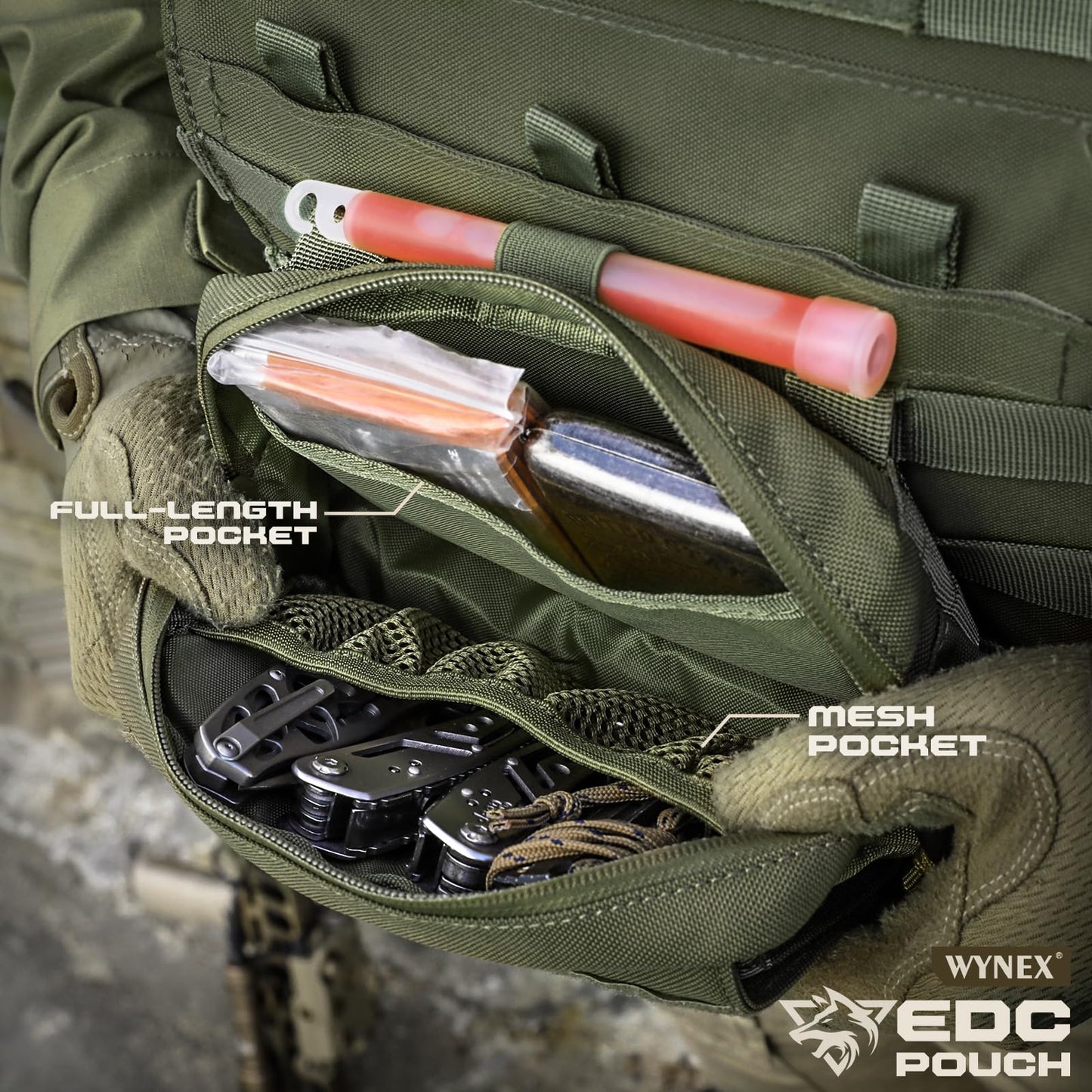 WYNEX Tactical Molle Admin Pouch,Tactical EDC Bag Utility Laser Cut EDC Tool Pouch Bag Annexes with American Flag
