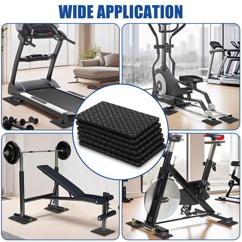 TOBWOLF 6PCS Double-Sided Non-Slip Treadmill Mat Pad, 4.7" X 3.1" Walking Pad Mat for Floor Protection, High Density Silicone Exercise Equipment Mats for Elliptical Machine, Exercise Bike