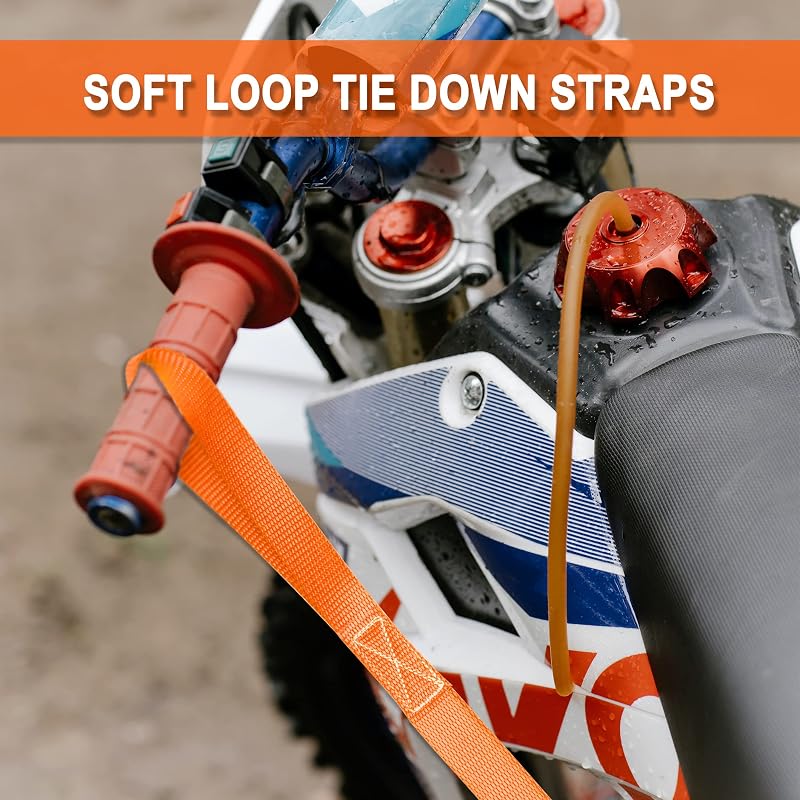 Cartman 6-Pack 1in x 18in Soft Loop Tie-Down Straps - 3600lb, Orange 6pk