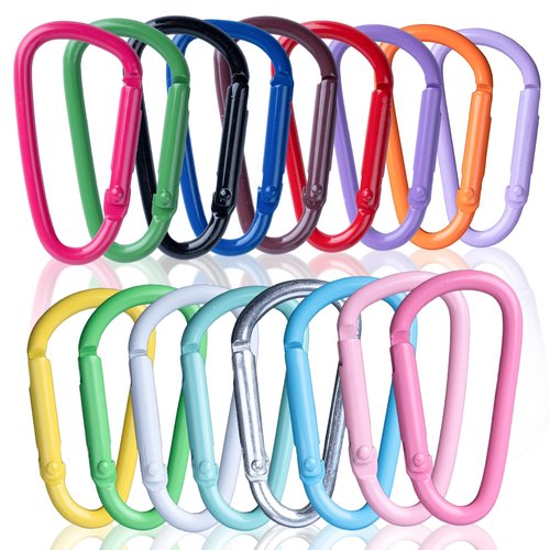 WTYONZEL 17 Pcs Colorful Cute Carabiners Keychain Clip,D Spring Clip Aluminum Hook Accessories Snap Link Key Chain Ring Hook