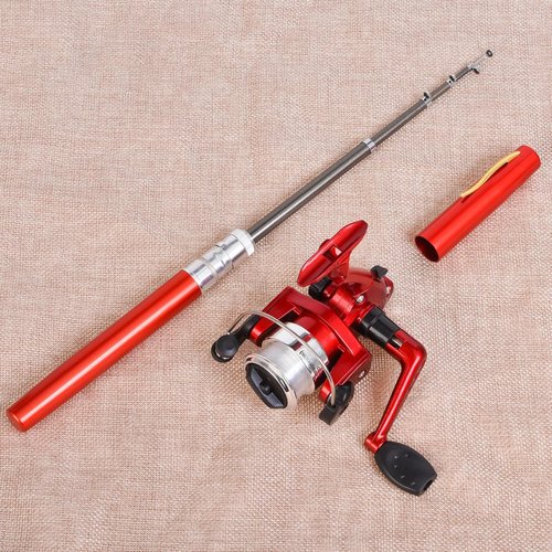 Yiju Compact Fishing Rod and Reel Combo for Travel and Outdoor Use, Red