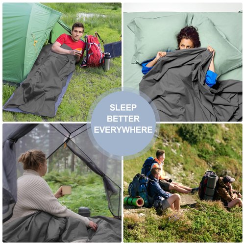 BREENHILL Sleeping Bag Liner,Long Staple Cotton, Adult Sleep Sack & Travel Sheets,Travel Sleep Sack for Backpacking, Hotels & Hostels Lightweight Travel Sheet Camping Sheets,Has Full Length Zipper