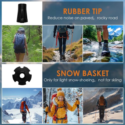 Collapsible Trekking Poles,7075 Aluminum Adjustable 43.3"-51.2" Hiking Poles, Quick-Lock Design,Walking Sticks for Hiking/Camping/Travel,1pc(Matte Orange)
