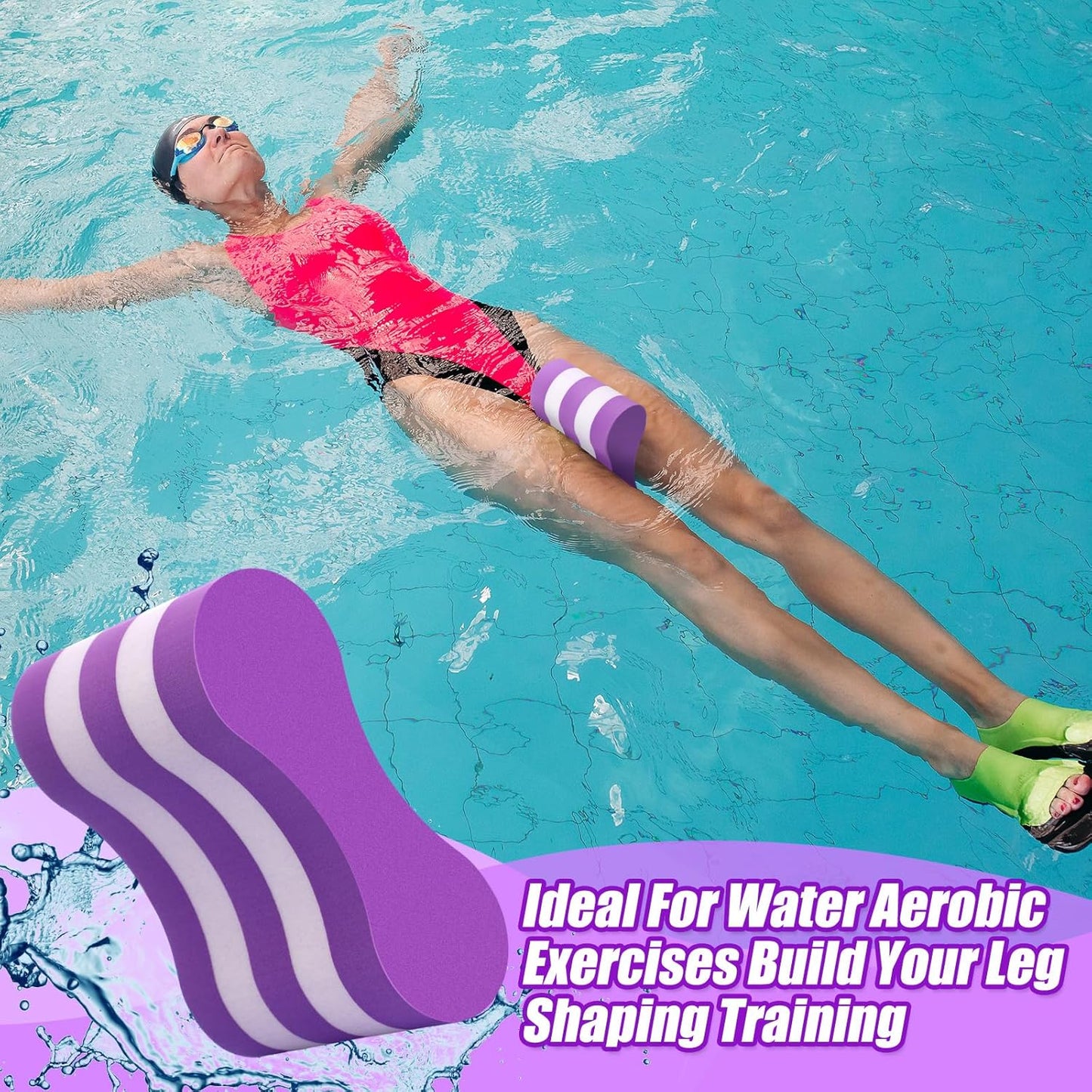 2 Pcs Swimming Kickboard Pull Buoy Set Training Aid Float Pull Buoy Leg Float Swimming Training Equipment Accessories for Hand Leg Adults Children Beginners Exercise Fitness