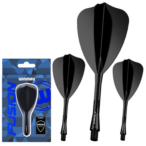 Winmau Darts Fusion Integrated Flight & Shaft System - Arrow Shape & Design - Black Colour, Short Length