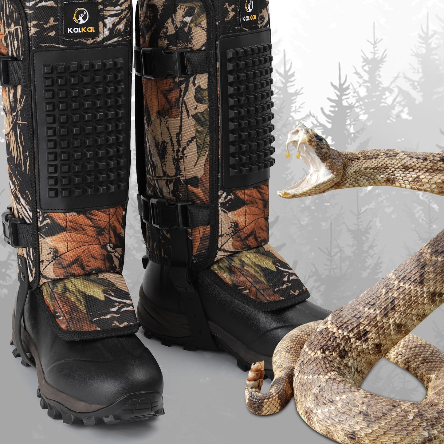 Kalkal Snake Gaiters, 1200D Waterproof Snake Chaps Snake Gaiters for Men Women, Adjustable Snake Bite Protection Snake Guards for Legs Men, Snake Proof Gaiters for Hiking Hunting