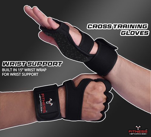 FITNESS FORCE Ventilated Gym Gloves for Men with Built-in Wrist Support for Workouts Weightlifting Gloves Workout Gloves for Women Exercise Fitness Gloves Perfect for Powerlifting, Cross Training