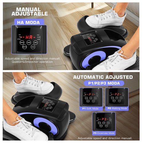 ANCHEER Under Desk Elliptical Machine, Electric Seated Pedal Exerciser, Mini Elliptical Machines for Seniors, LCD Display Monitor, Remote Control, Leg Exerciser for Home (Training Blue Purple)