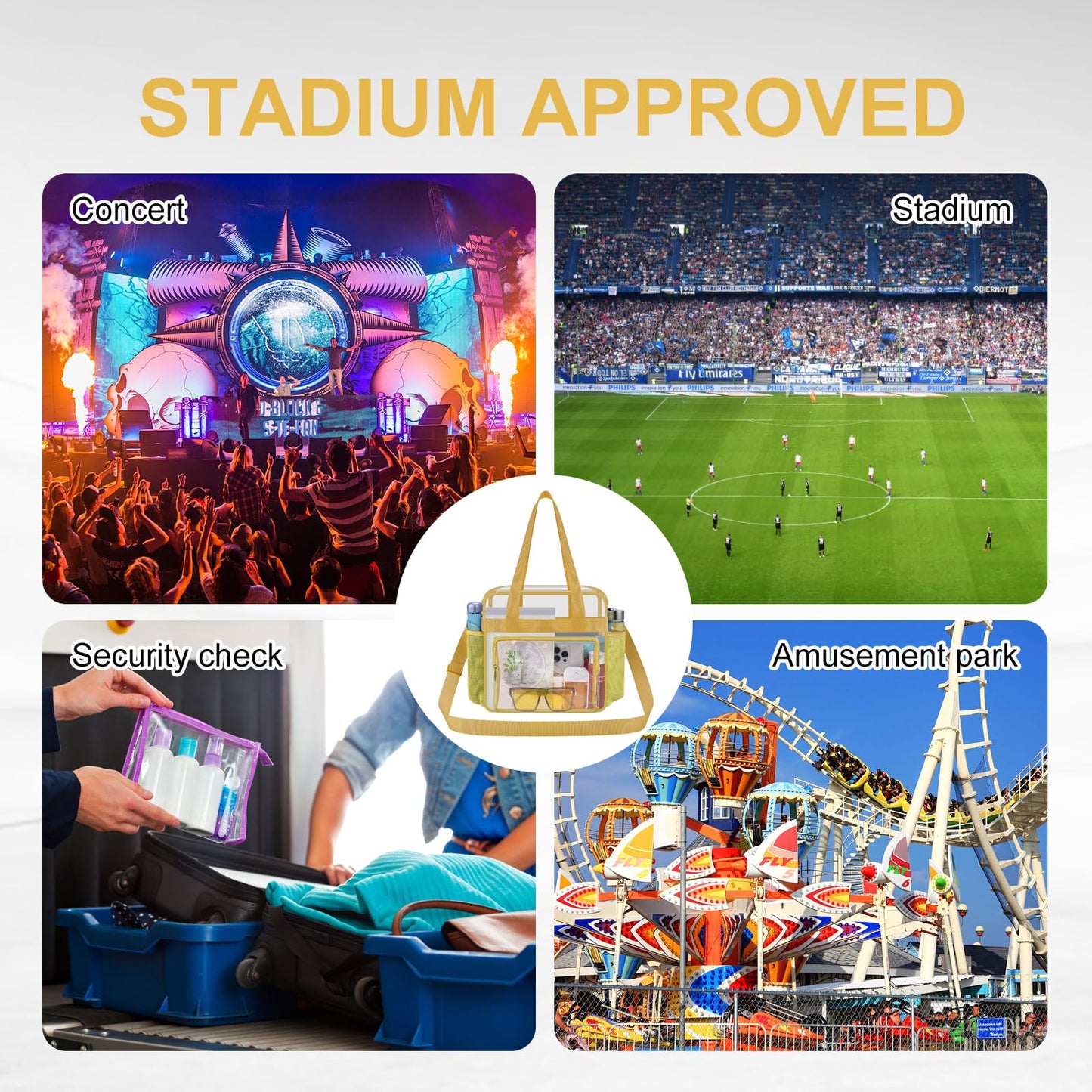 USPECLARE Clear Bag for Stadium Events, 12x6x12 Transparent Stadium Messenger Bag for Concerts, Work, Sports Games, Gym