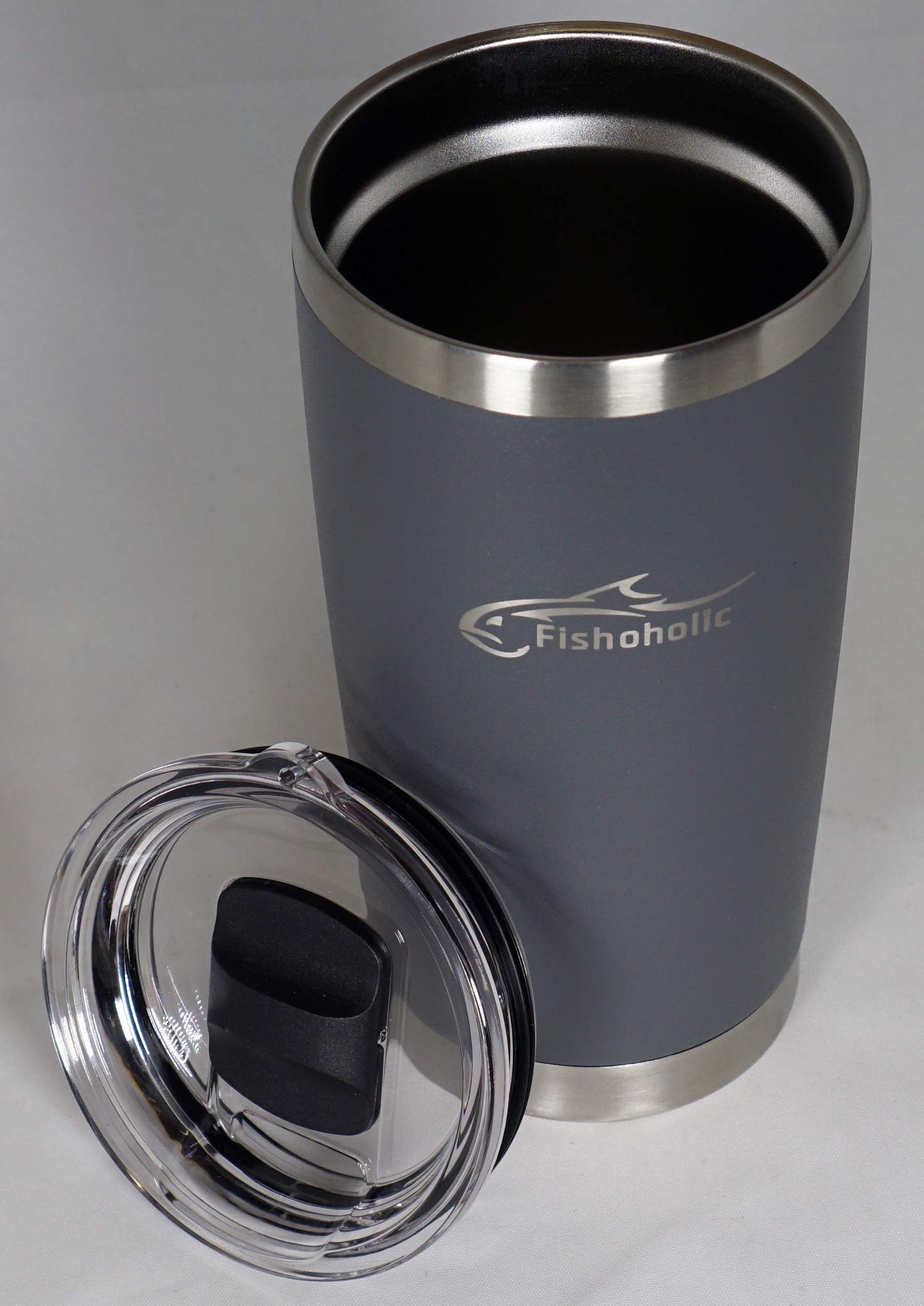 Fishoholic 20oz or 30oz Tumbler w Magnetic Slide Lid for Hot & Cold Drinks, Stainless Steel, Double Wall, Vacuum Insulated, Mug Glass Cup