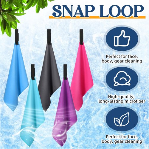 SmoothNovelty 10 Count Quick Dry Microfiber Camping Towels 25x32 cm Travel Hand and Face Towel with Hang Loop Lightweight Fast Drying Washcloth for Hiking Outdoor Adventures Yoga(5 Colors)