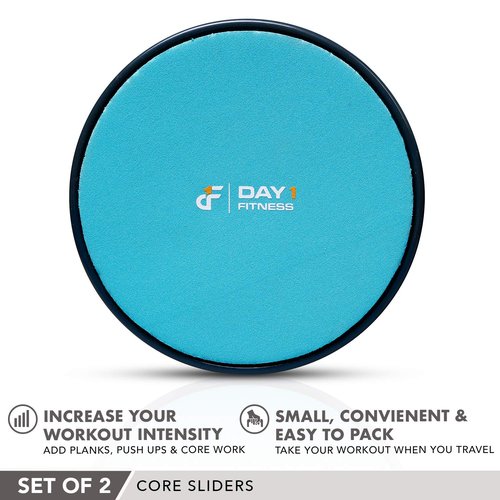 Core Sliders by Day 1 Fitness, Set of 2 Black/Mint, Dual Sided for Carpet and Hard Floors - Premium, Multipurpose Gliding Discs to Strengthen Abs, Lower Back - Portable Abdominal Equipment