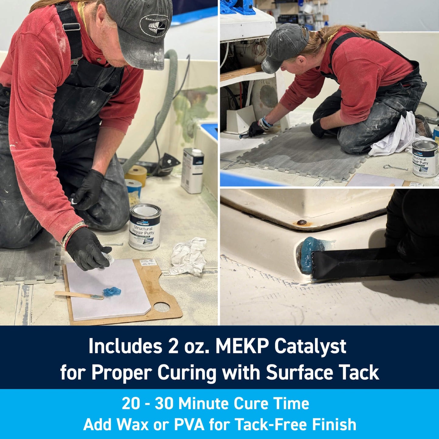 TotalBoat Polyester Structural Repair Putty - Marine Grade Long Strand Fiber Fiberglass Reinforced Filler for Boat and Automotive Repair (Gallon Kit)