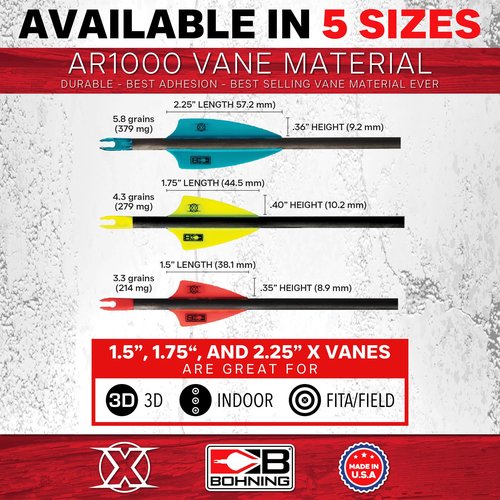 Bohning X Vane, 2.25" Hunting, 3D, Target Vane, Black, 100pk