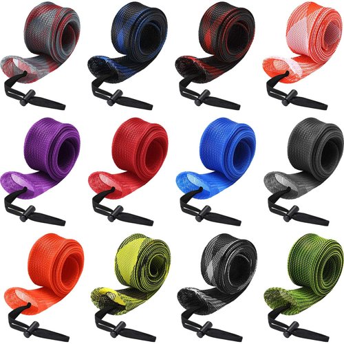 Woanger 7ft Lengthen 12 Pcs Fishing Rod Sleeve Socks Covers Braided Mesh Rod Protector Fishing Tools Accessories for Bait Casting Sea