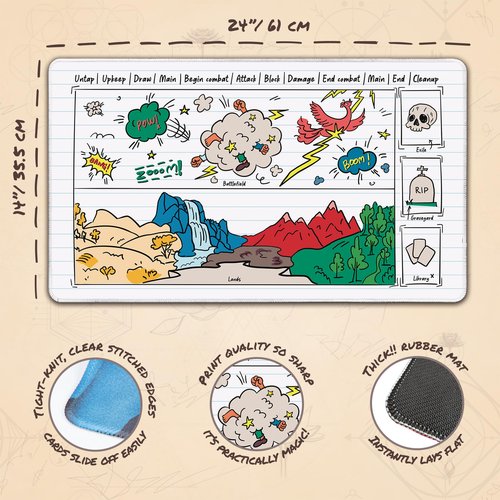 Paramint Notebook Style Playmat with Zones (Stitched) - Compatible with Magic The Gathering Playmat - YuGiOh, TCG - Art Designs & Accessories