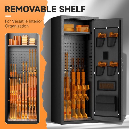 INTERGREAT 10-15 Rifle Gun Safe, Fireproof Home Safe for Rifles and Pistols, Large Unassembled Rifle Safe with 3 Removable Gun Racks,Digital Rifle Safes with 4 Pistol Pockets