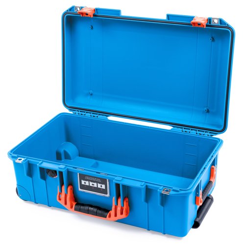 Pelican Air 1535 Electric Blue Carry-on Case - Medium Size Waterproof Case with Orange Handles & Latches