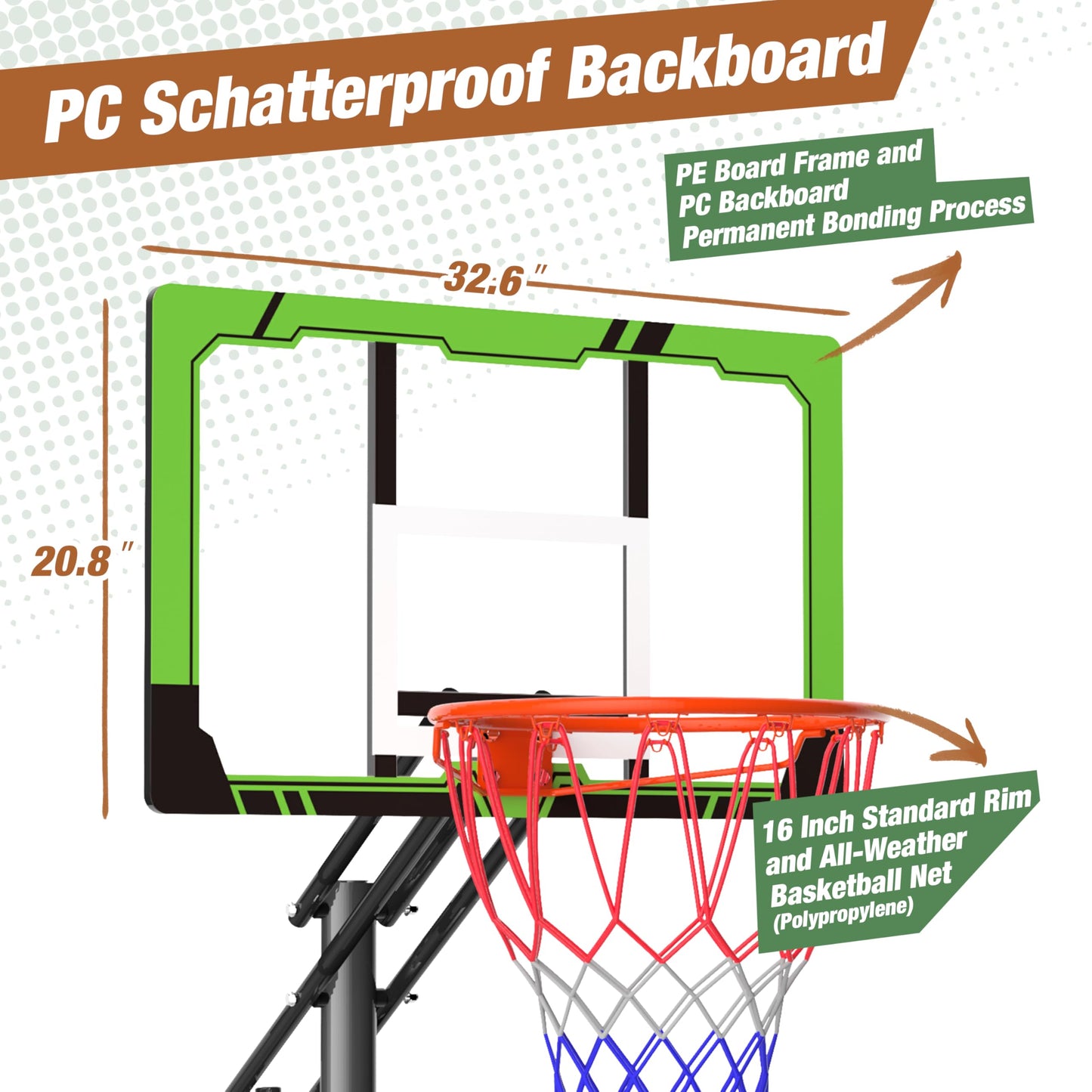 Portable Basketball Hoop Height Adjustable 8.5/10ft: Outdoor Basketball Goal System for All Ages in Backyard & Driveway, 33-48 Inch Shatterproof Backboard and Stable Base