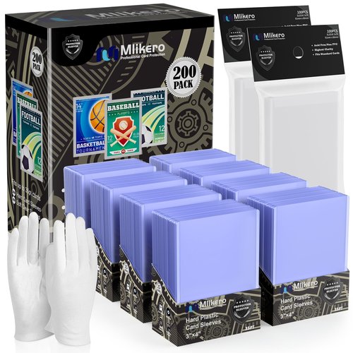 400 Card Sleeves Top Loaders for Cards, 3"X4" Toploaders for Cards, Premium Baseball Card Protectors Hard Plastic for Sports and Game Cards (200 Top Loaders + 200 Clear Sleeves)