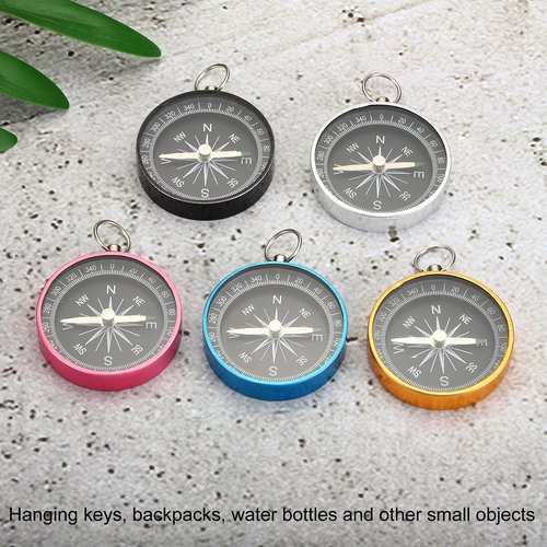PATIKIL Pocket Compass, Survival Sports Navigation Compass with Key Ring for Outdoors Camping Hiking, Pink