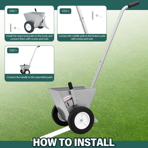 PullCrease 25 Pound Capacity Baseball Field Dry Line Chalker, Wheeled Heavy Duty Steel Athletic Striping Marker Dry Line Painter, Standard Striping Machine, 2" Lines Chalker Machine Without Cover
