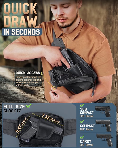 RXW Tactical CCW Fanny Pack, EDC Belt Bag with Holster, Conceal Carry Bag for Men, Adjustable Hiking Waist Pack