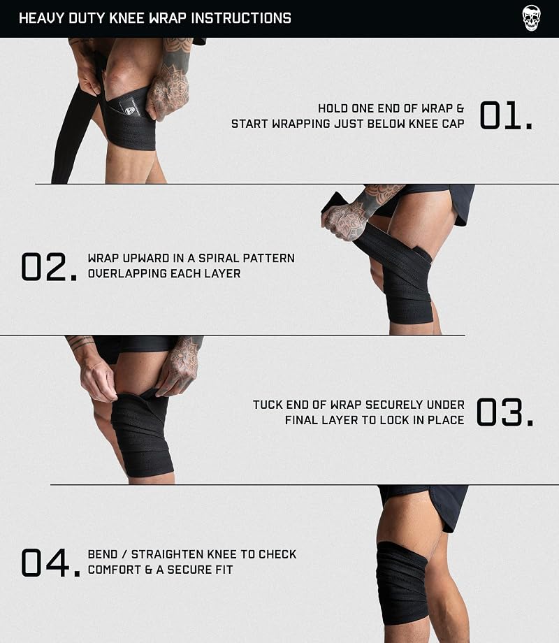 Knee Wraps for Weightlifting & Powerlifting - 2M Heavy Duty Knee Support Bandage
