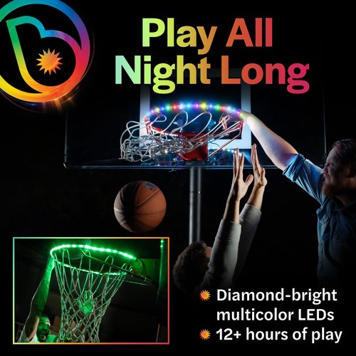 Brightz HoopBrightz LED Basketball Hoop Light - Basketball Gifts for Boys 10 8 12 14 - Light Up Basketball Hoop for Kids - Basketball Accessories for Boys - Outdoor Summer Fun Games for All Ages