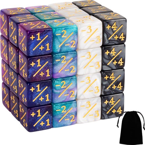 48 PCS MTG Counter Dice Set Bulk Plus 1 Life Buff Tokens 6 Sided Dice Counters for MTG, TCG, Magic Cards Game Accessories