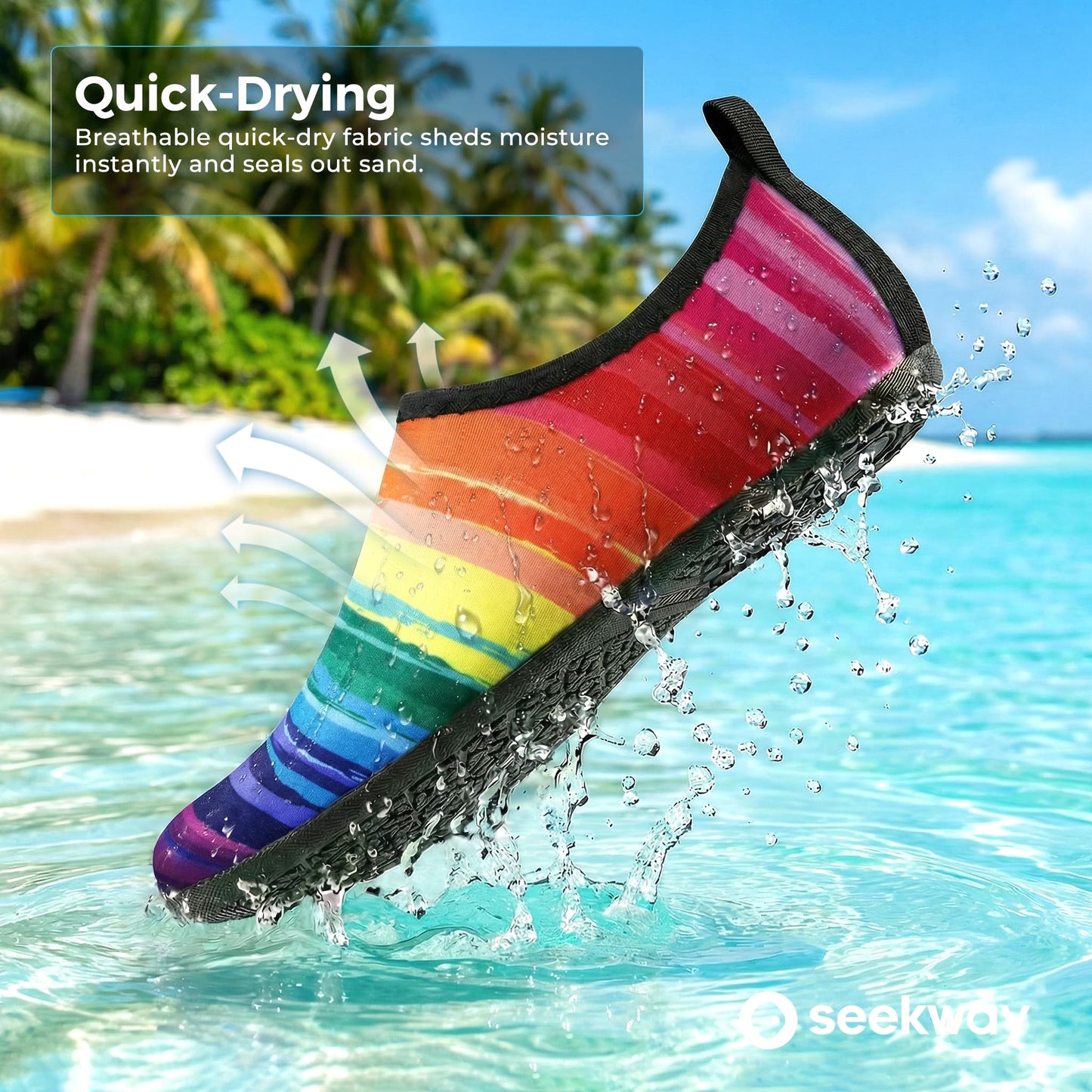 SEEKWAY Water Shoes Women Men Adult Quick-Dry Aqua Socks Barefoot Non Slip for Beach Swim River Pool Lake surf Black SK002(U)