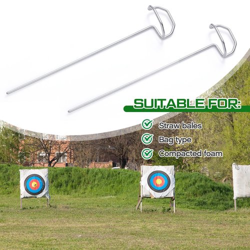 Shimeyao 24 Pack 6" Archery Target Pins with Loop Handle Heavy Duty Stainless Steel for Thickened Bow Foam Straw Archery Targets for Backyard, Garden Landscape Staples, Range Hunting Practice