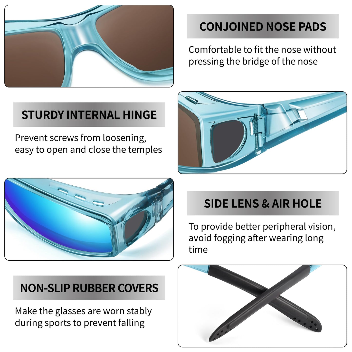 URUMQI Polarized Sunglasses Fit Over Glasses for Men Women, Wraparound Sun Glasses UV400 Protection for Driving Fishing