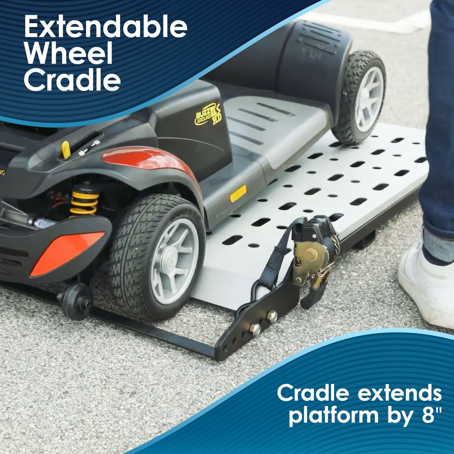 Electric Mobility Scooter Carrier for Car, SUV, 350 lb Capacity, Silver Spring