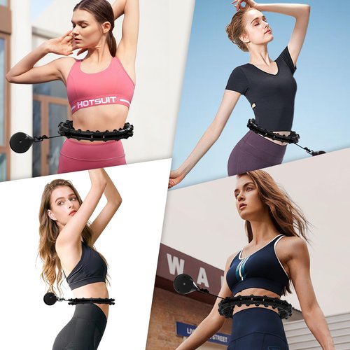 Weighted Hula Infinity Fitness Hoop for Adult Weight Loss, 2 in 1 Smart Fitness Workout Hula Circle Hoops with 28 Links(53 Inch), Exercise Fit Hoop Suitable for Women and Beginners