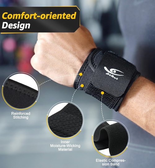 HiRui 2 PACK Wrist Compression Strap and Wrist Brace Sport Wrist Support for Fitness, Weightlifting, Tendonitis, Carpal Tunnel Arthritis, Pain Relief-Wear Anywhere-Unisex,Adjustable