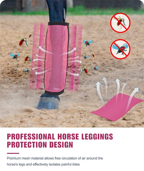 Gydoty Pony Fly Boots Set of 4 - Upgrade Mesh Horse Leggins with Leather Frame, Donkey Leg Fly Protection (Small, Blue)