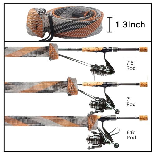Beetwo Fishing Rod Cover, 4 Pack Fishing Rod Sleeve Sock Pole Glove Protector Cover with Lanyard for Fly, Spinning, Casting, Sea Fishing Rod
