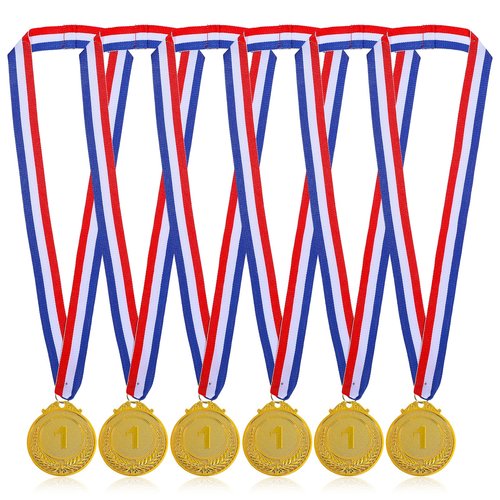 BOHUIZ 6Pcs Gold Medals for Awards, 2 Inch 1st Place Metal Award Medals Olympic Style Winner Awards for Competitions, Sports, Party, Tournaments, and Prizes