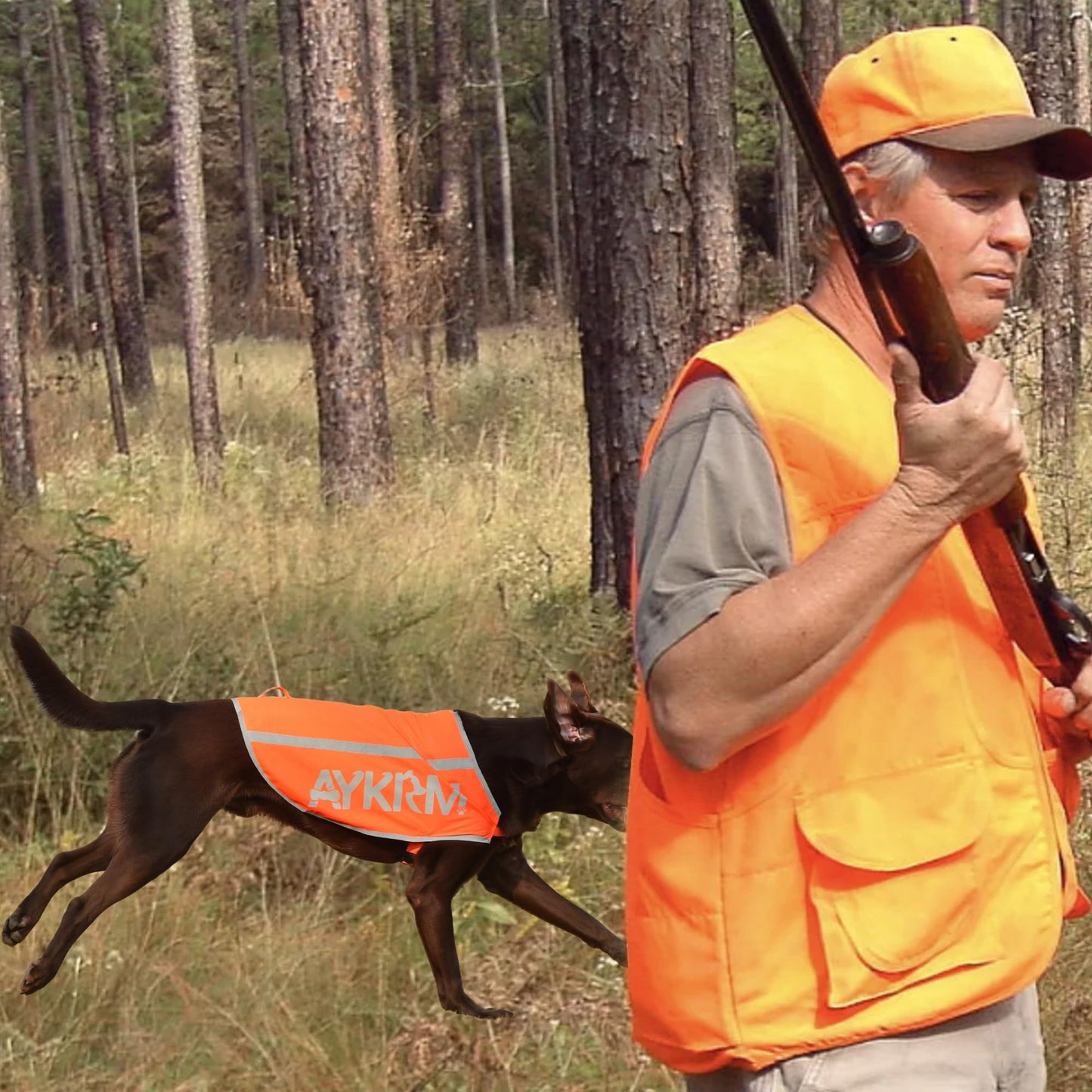 Orange Reflective Dog Vest for Large Breeds, High Visibility Dog Safety Vest Harness with Removable Bell Keep Safe from Hunting, Training & Cars Accidents