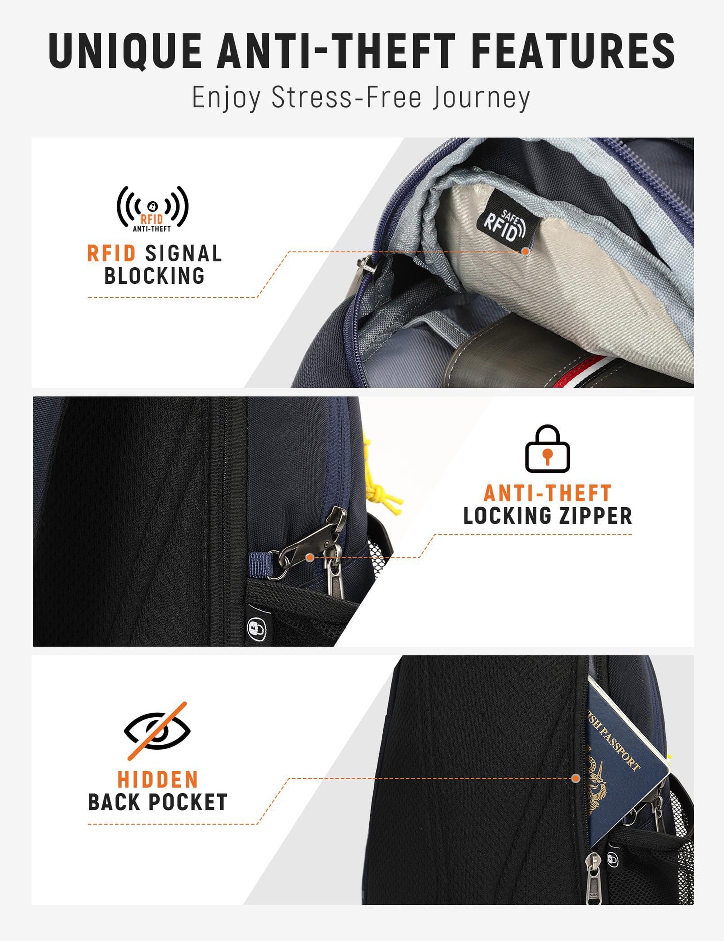 SKYSPER Sling Bag Anti-Theft RFID Crossbody Bag Travel Cross Body Backpack Shoulder Hiking Sling Daypack(Navyblue)