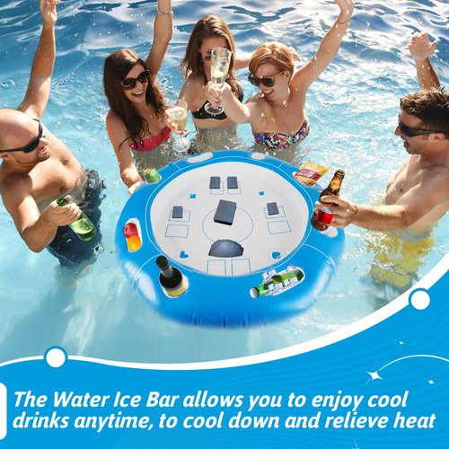 FormiPow Floating Table for Pool, 39''x39'' Floating Pool Table for Adults, Holds Drinks, Snacks & Card Games (Poker, Chess), Stable Floating Card Table with Cup Holders & Storage for Pool Lake Beach