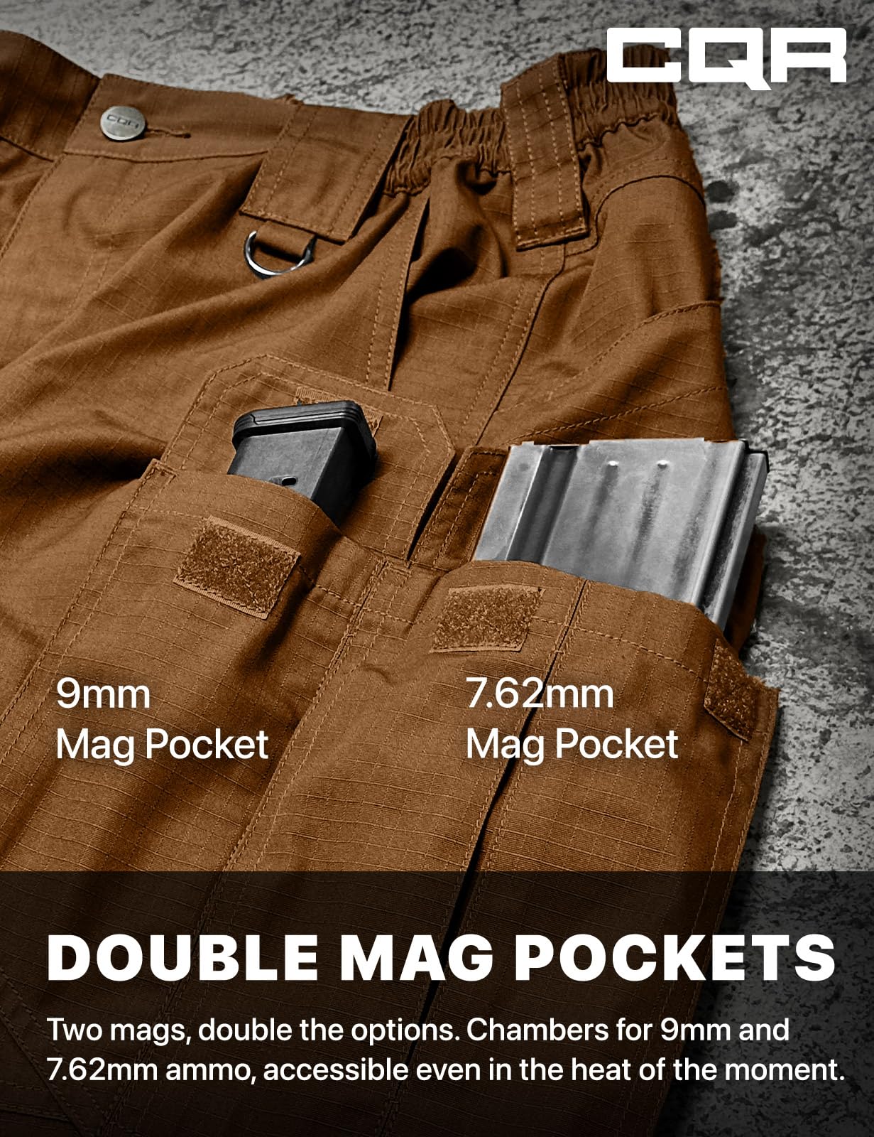 CQR Men's Tactical Pants, Water Resistant Ripstop Cargo Pants, Lightweight EDC Work Hiking Pants, Outdoor Apparel, Raider Mag Pocket Copper Brown, 30W x 32L