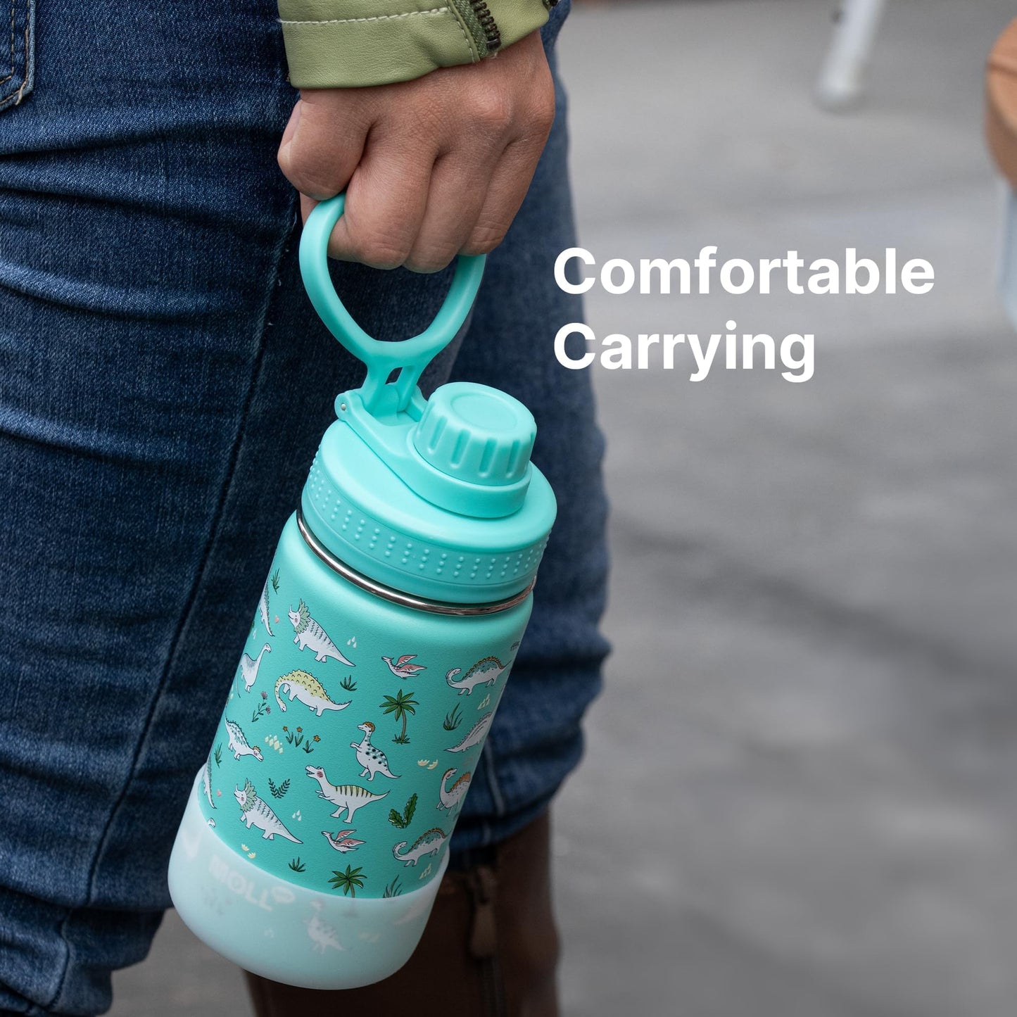 Prurex Replacement Lid for Hydro, Hydroflask, Takeya & More Wide Mouth Water Bottles - 2.28" Inner Diameter, 0.59" Thread Height - Smooth Spout, Flexible Handle, Leakproof Design(Green,1 Pack)