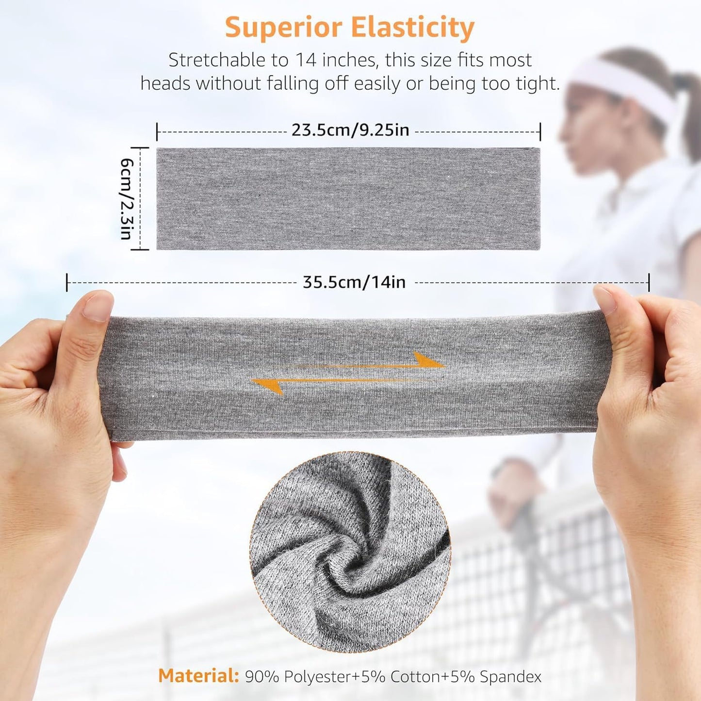 Hair Bands for Women's Hair - 6 Pack Wide Elastic Sweatband & Non-Slip Workout Headbands for Running, Yoga, Nurses | Bandas para el Cabello for Daily Use