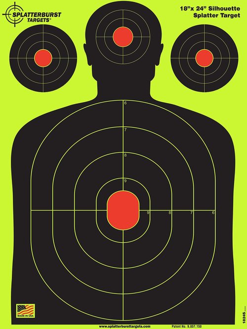 Splatterburst Targets - 18 x 24 inch - Silhouette Splatter Target - Easily See Your Shots Burst Bright Fluorescent Yellow Upon Impact - Made in USA (25 Pack)