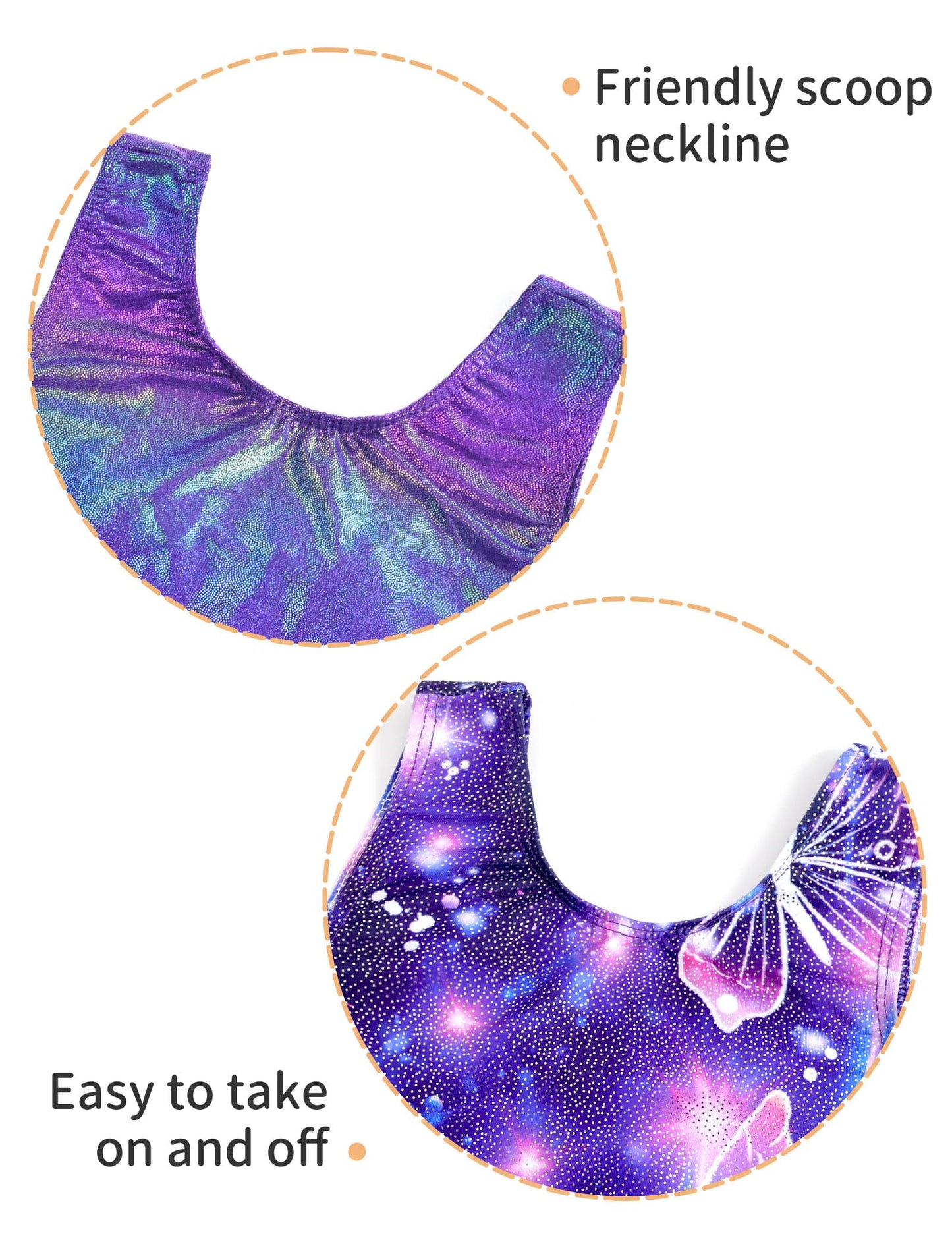 Nokecina Leotard for Girls Gymnastics 2 Packs Size 3t 4t Shiny Purple Butterfly Kids Tumbling Bodysuits