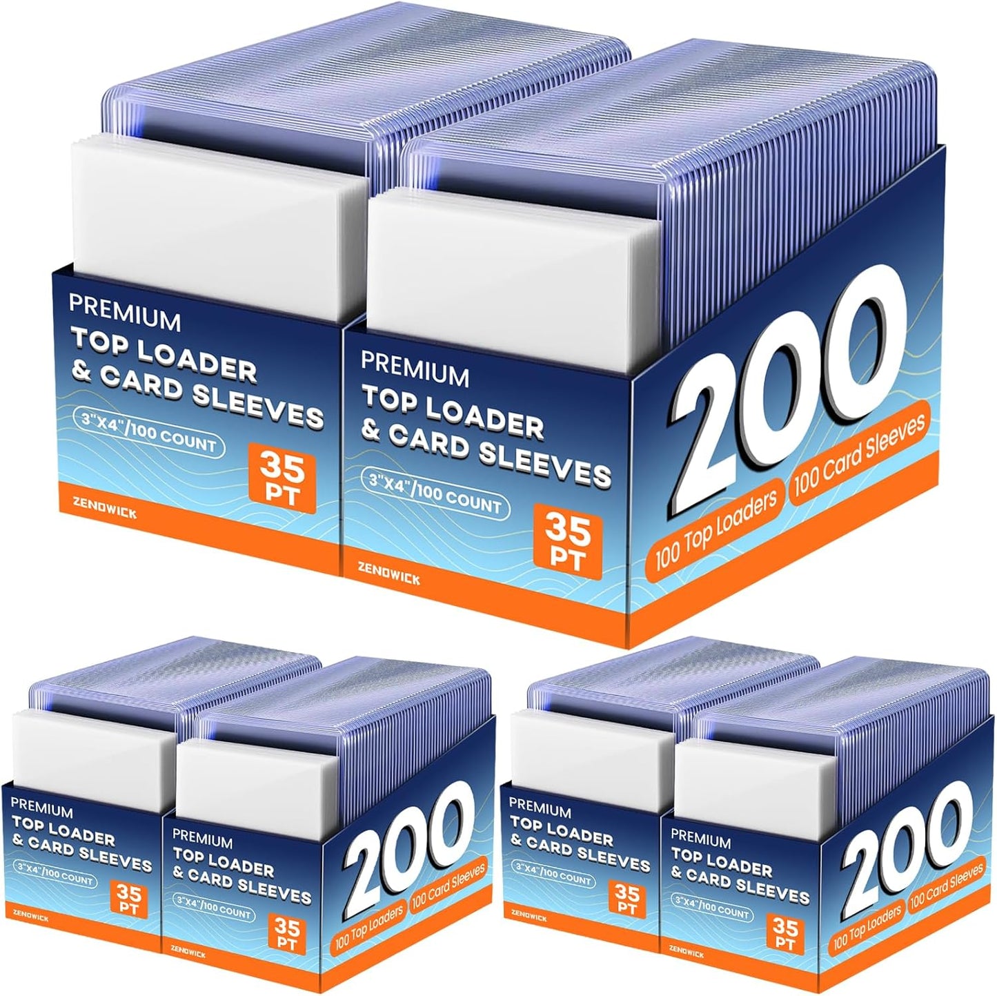 200 Card Sleeves Top Loaders for Cards, 3" x 4" Hard Plastic Toploaders, Baseball Card Protectors, Trading Card Holder for Football Sports Cards (100 Toploaders + 100 Penny Sleeves)